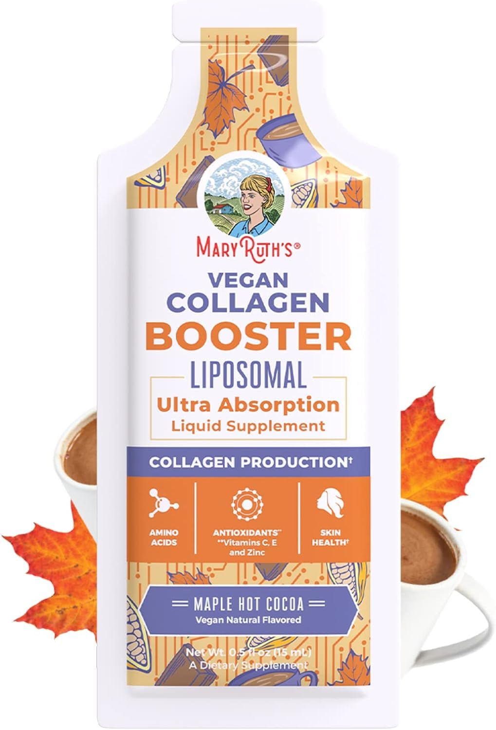 MaryRuth Organics Collagen Booster Liposomal vitamin-c emphasizes immune-supporting antioxidant partner.