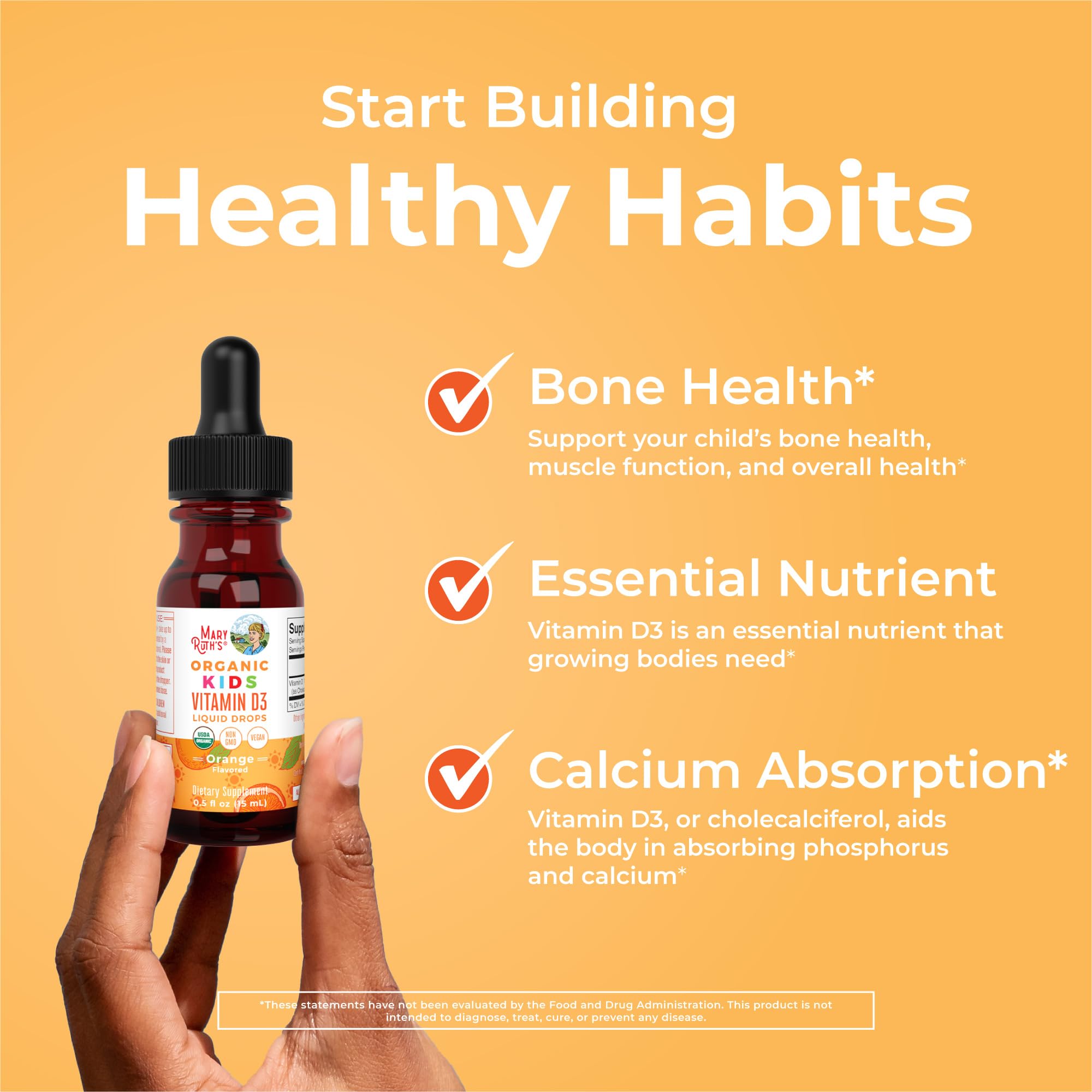 MaryRuth Organics D3 drops deliver 640 IU per serving