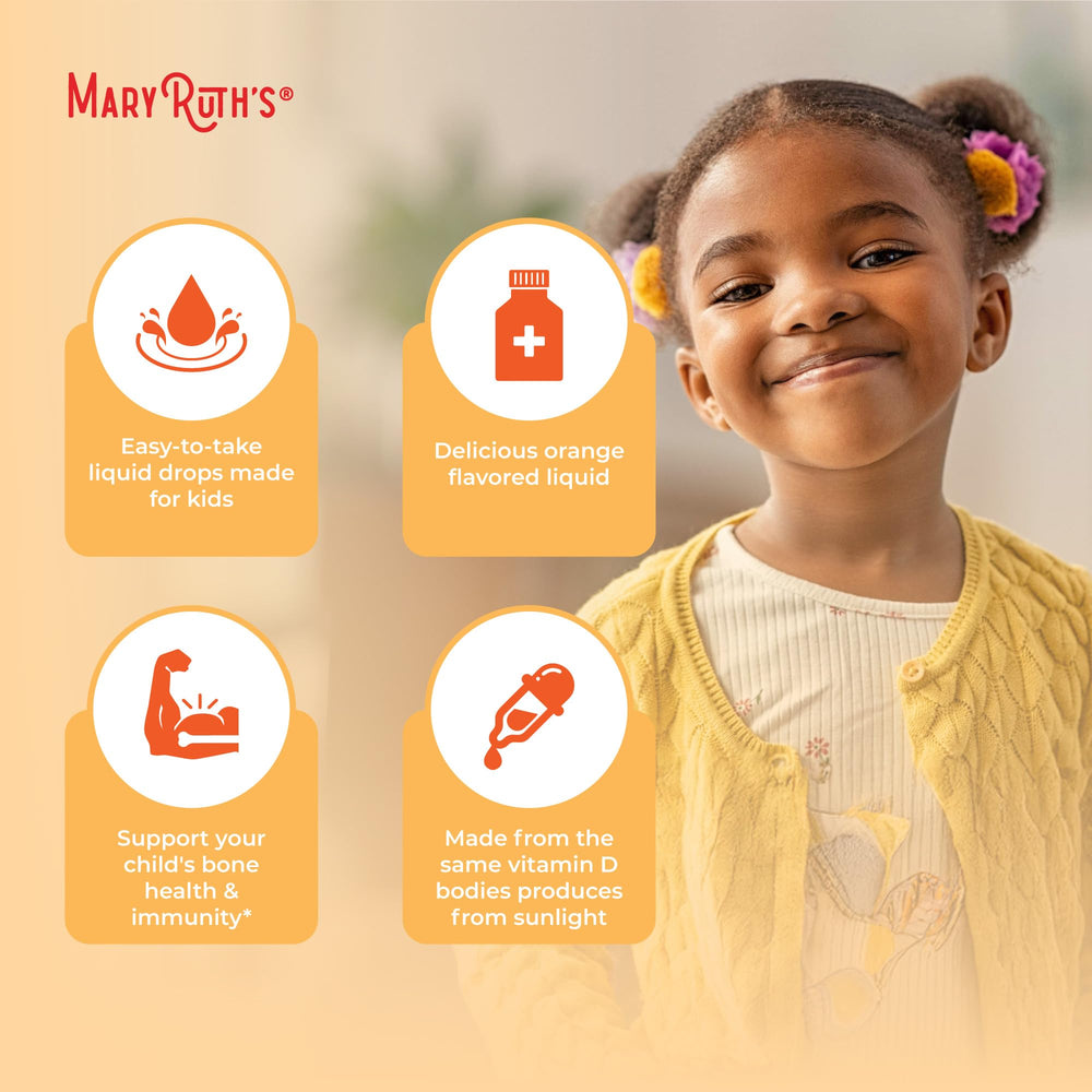 MaryRuth Organics D3 drops designed for children ages 4–13 years