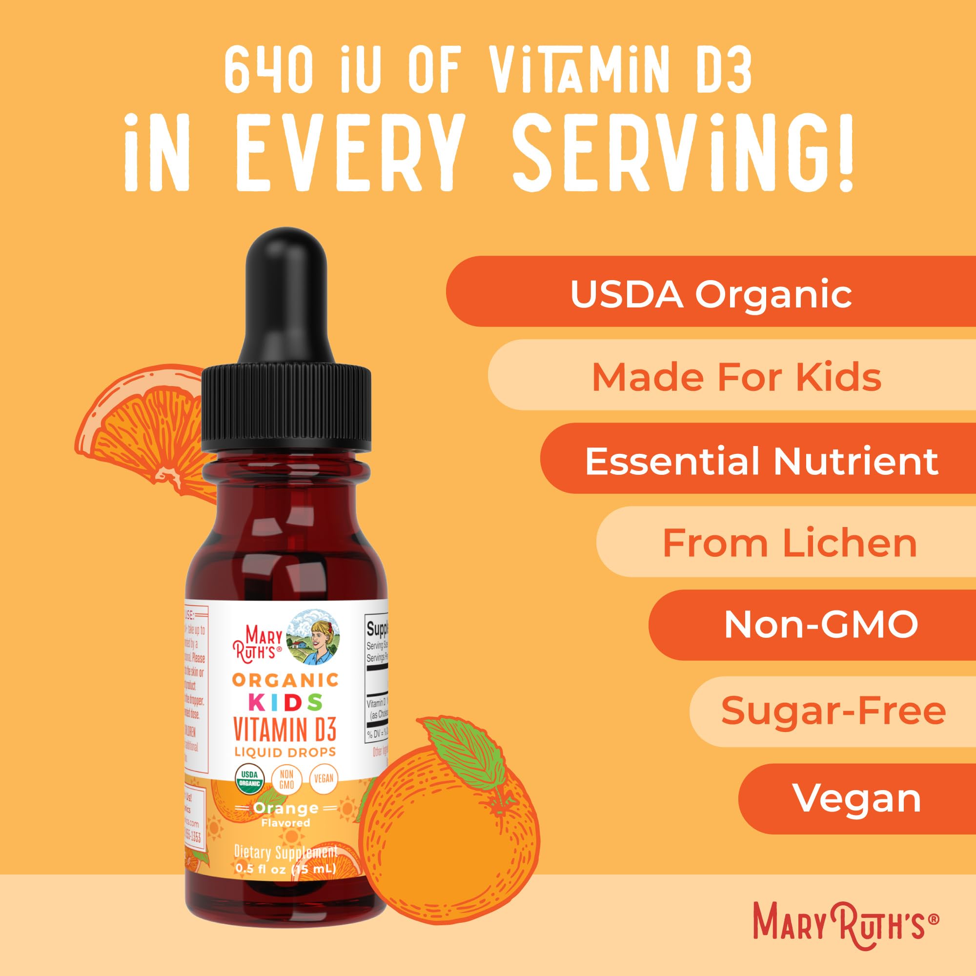 MaryRuth Organics D3 drops vegan organic formula
