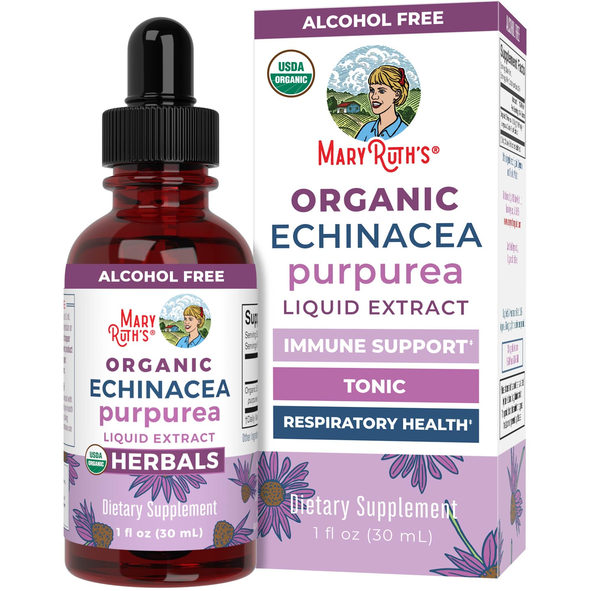 MaryRuth Organics Echinacea bottle front for immune support.