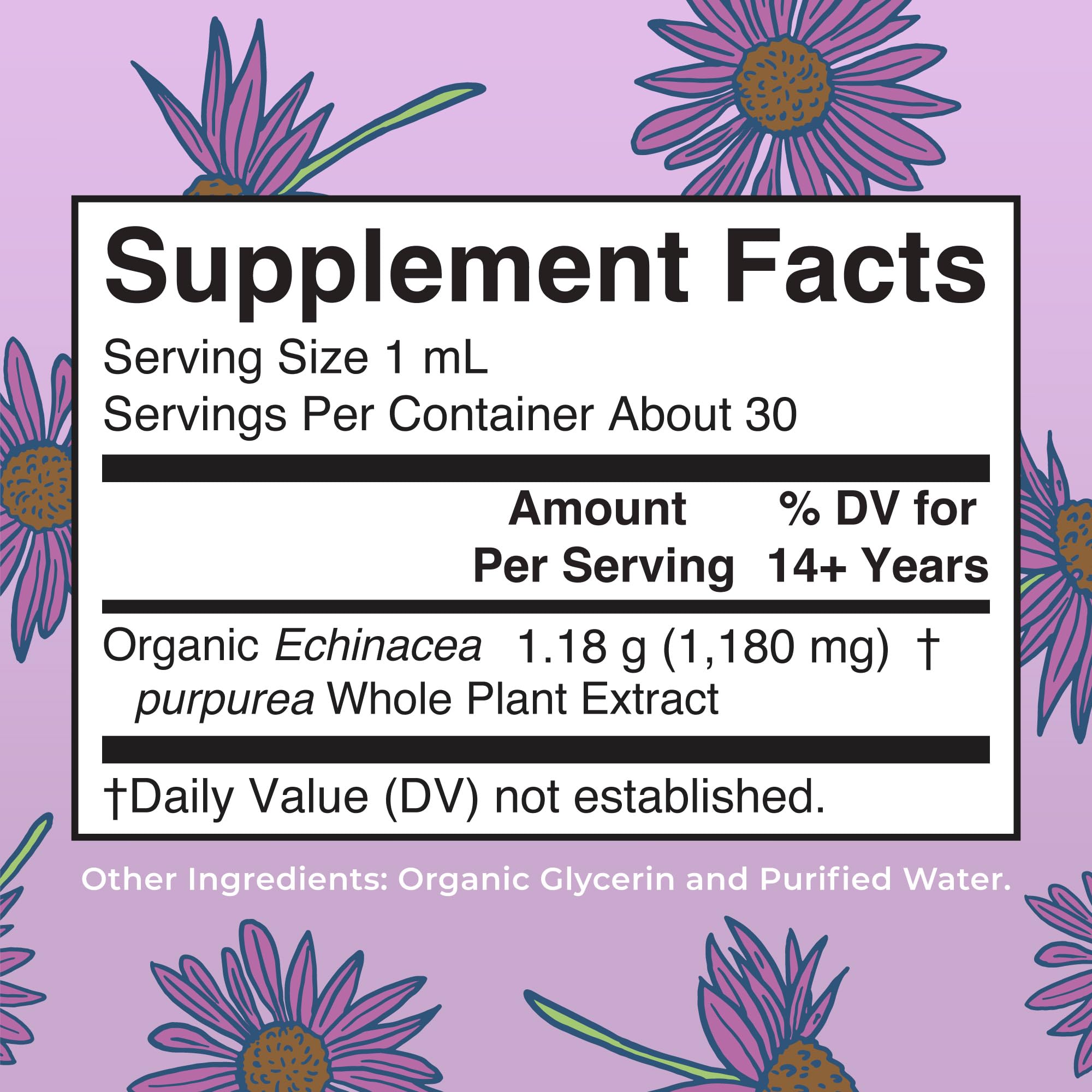 MaryRuth Organics Echinacea drops poured for easy daily intake.