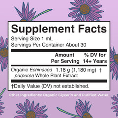 MaryRuth Organics Echinacea drops poured for easy daily intake.