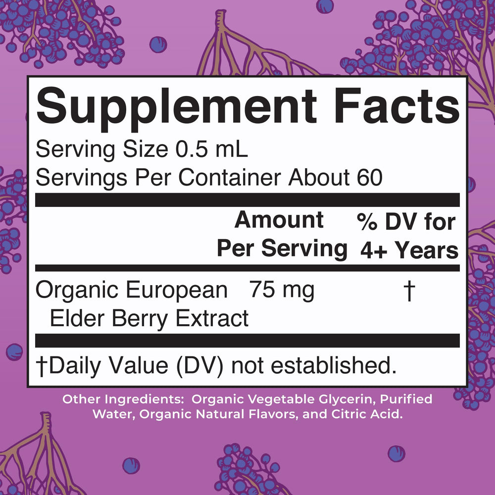 MaryRuth Organics Elderberry Drops for Kids being poured with a dropper
