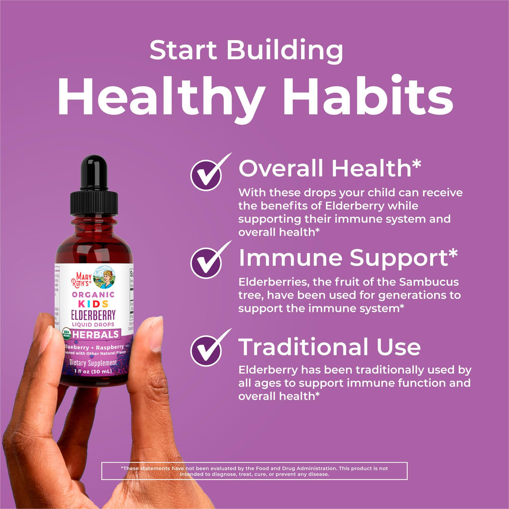 MaryRuth Organics Elderberry Drops organic ingredients list for transparency