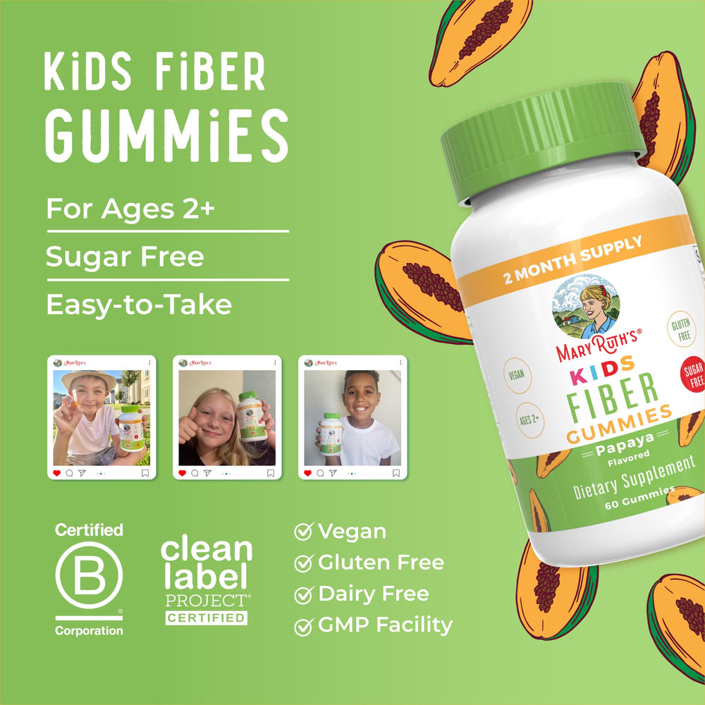 MaryRuth Organics kids gummies are non-GMO and vegan, suitable for dietary needs.