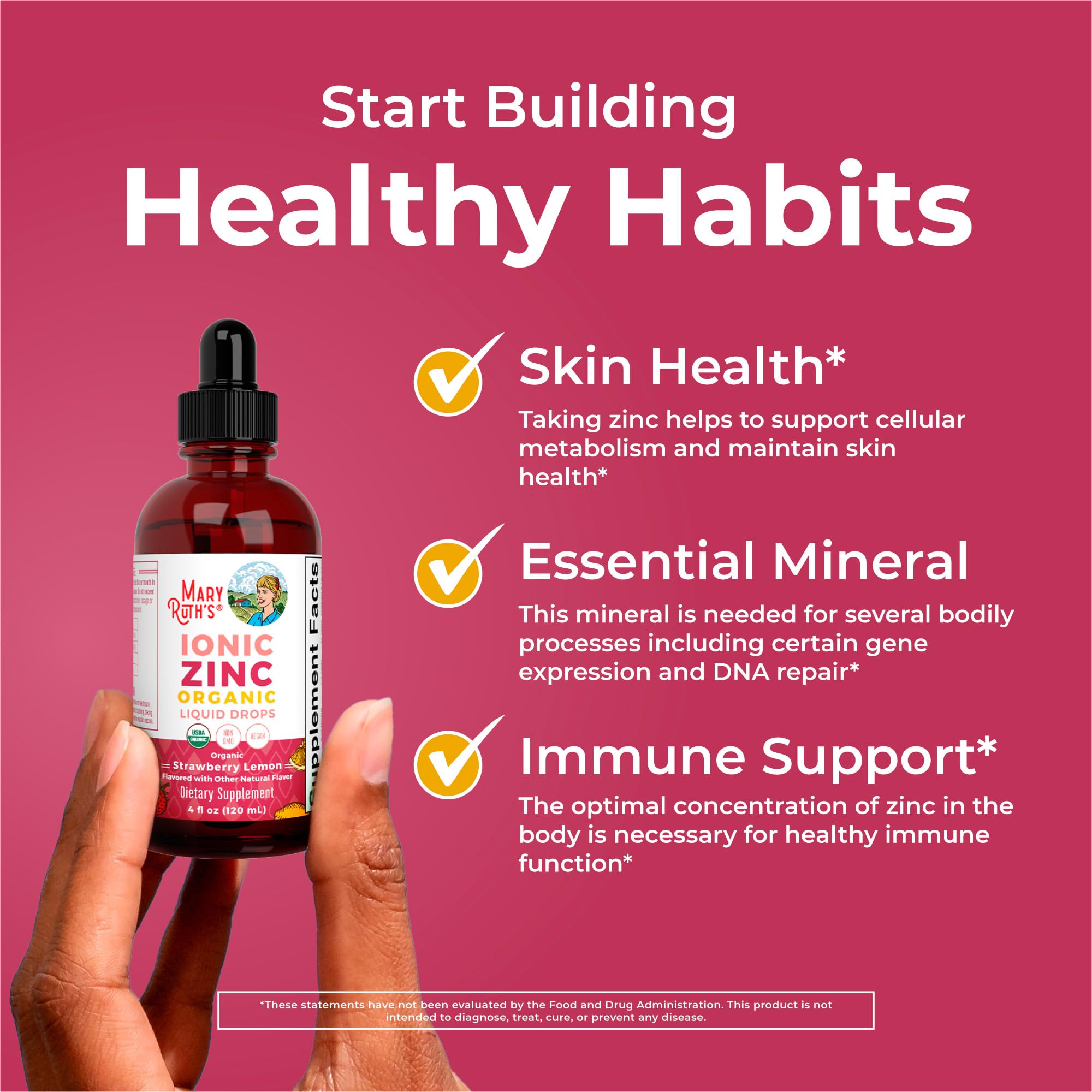 MaryRuth Organics front view of zinc bottle on clean surface