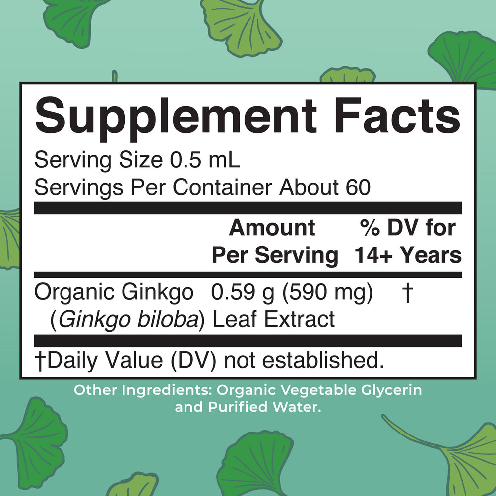 MaryRuth Organics Ginkgo Leaf Liquid Drops dropper ready for easy daily use and focus support