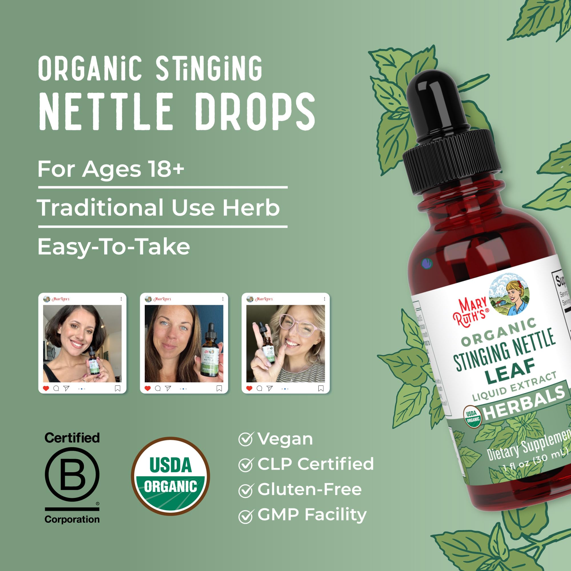 MaryRuth Organics GMP facility badge on product packaging
