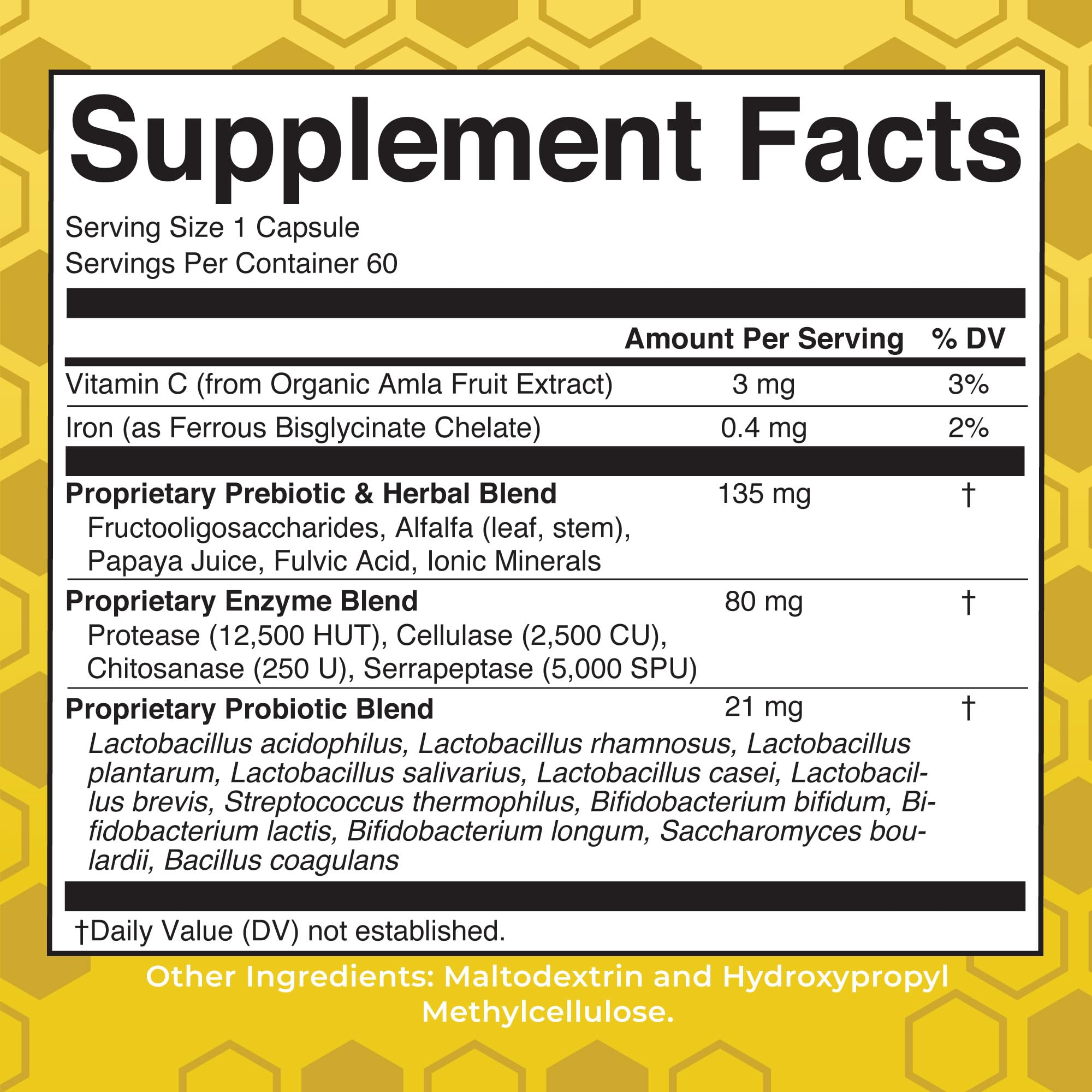 MaryRuth Organics capsules close-up; convenient vegan pine-based capsules aid digestion when taken with water.