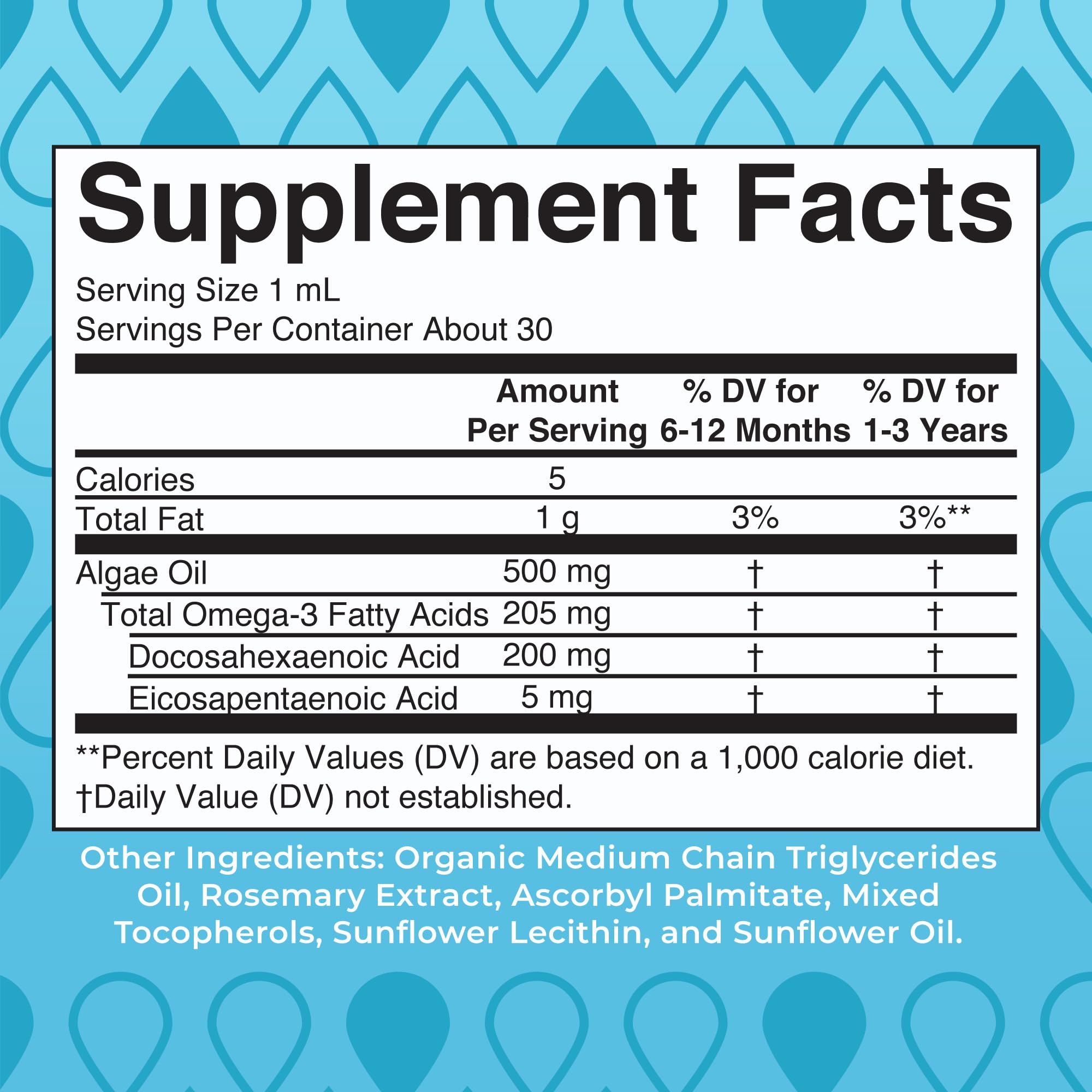 Infant omega-3 drops being poured into a spoon for small doses.
