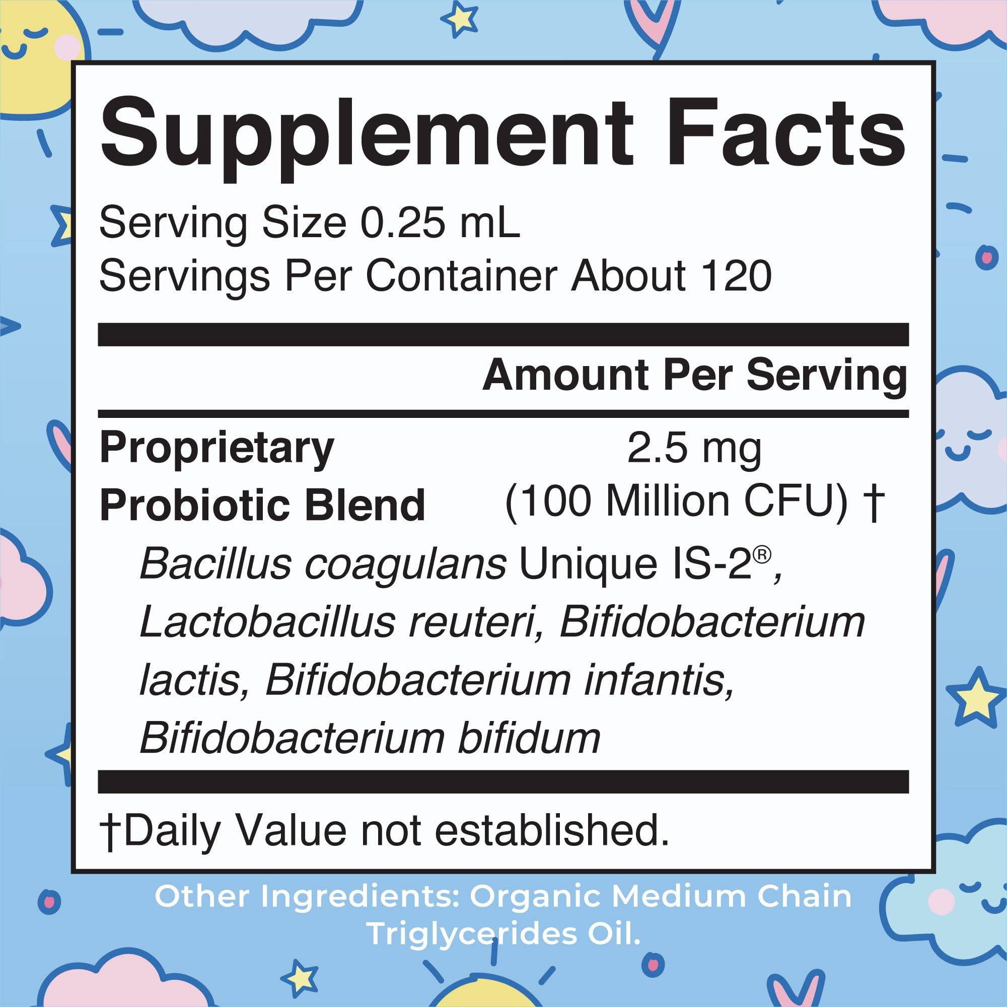 MaryRuth Organics infant probiotic drops dispensing into milk or water for convenient feeding.