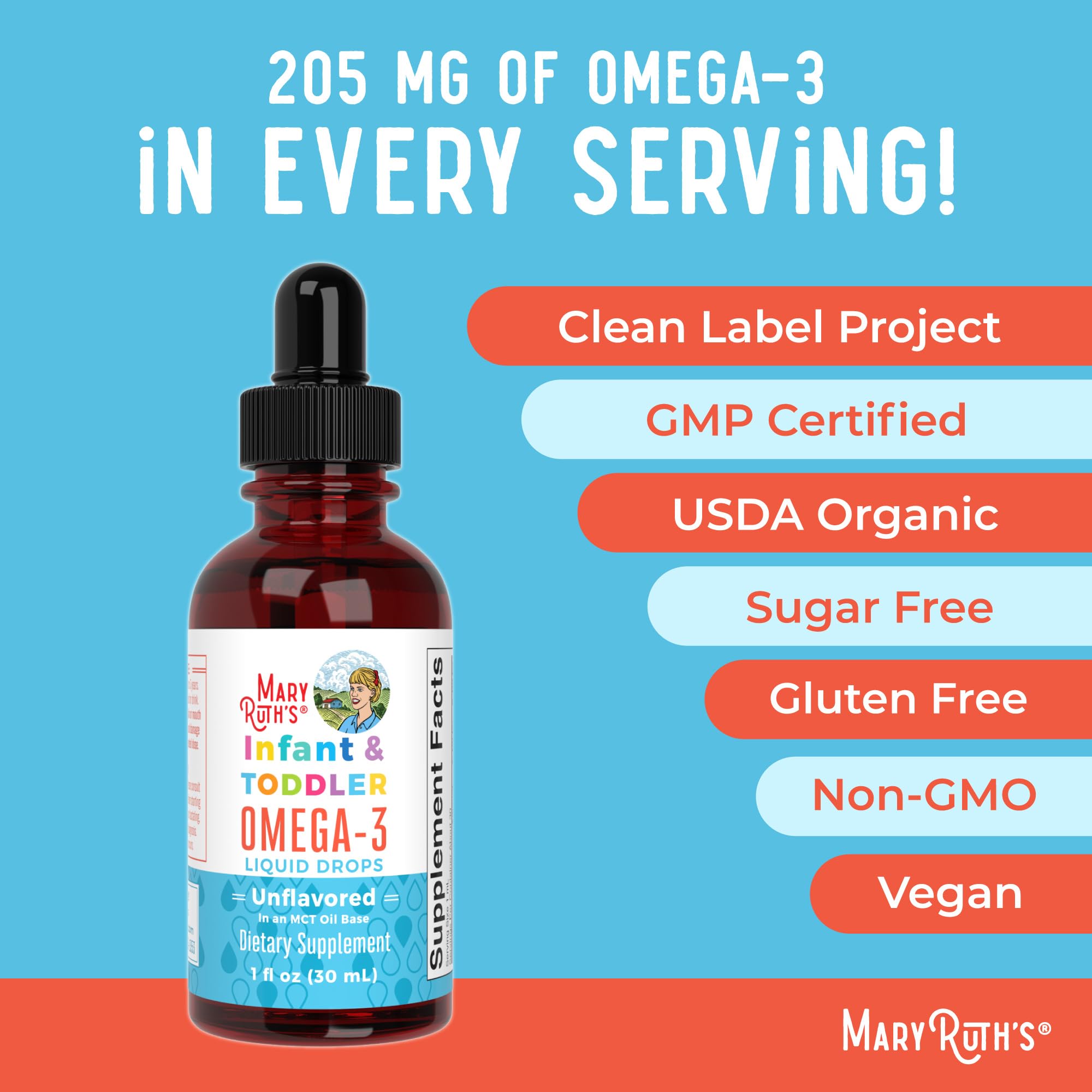 Toddler-friendly omega-3 bottle on breakfast table.
