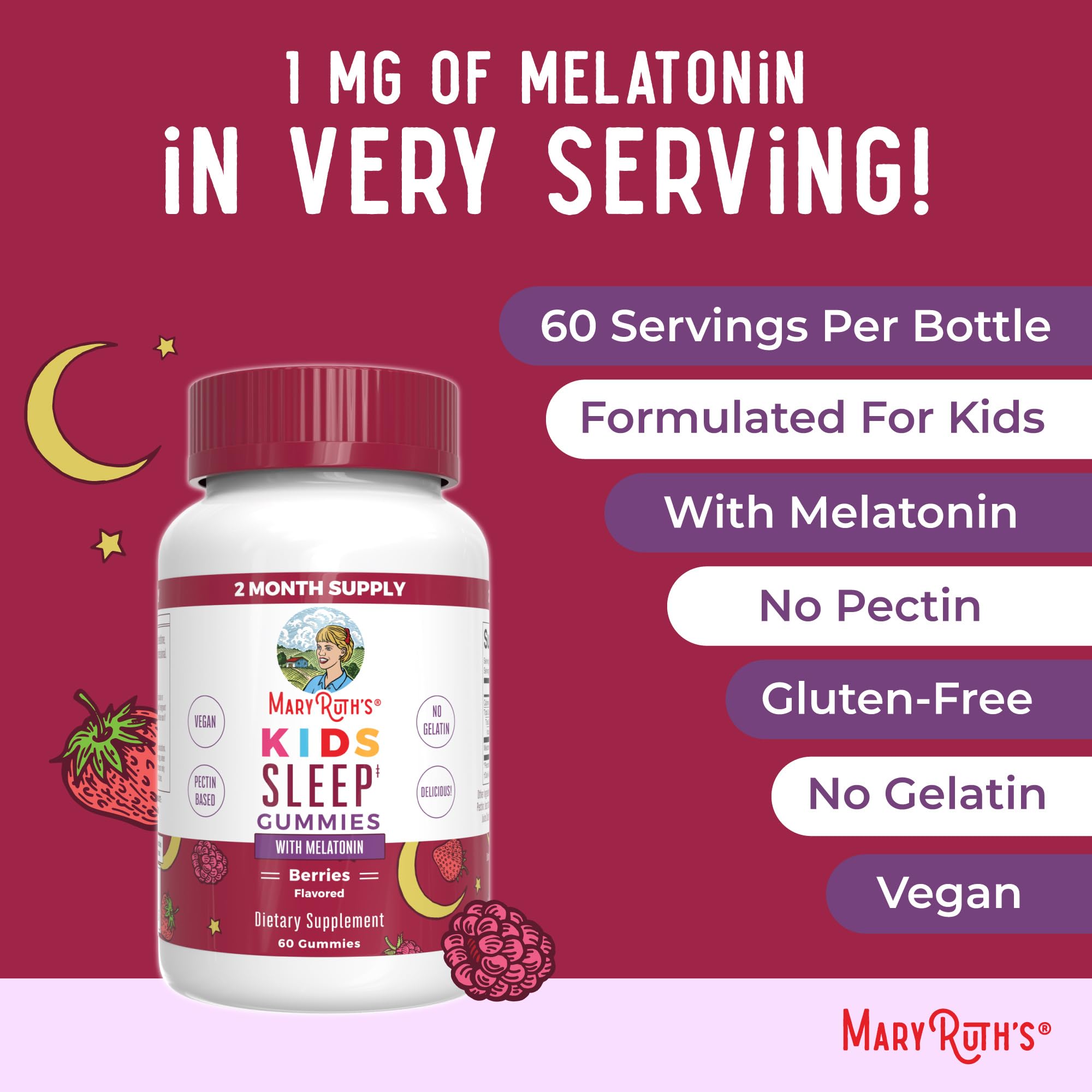 MaryRuth Organics Kids Melatonin Gummies clean label project certified ingredients