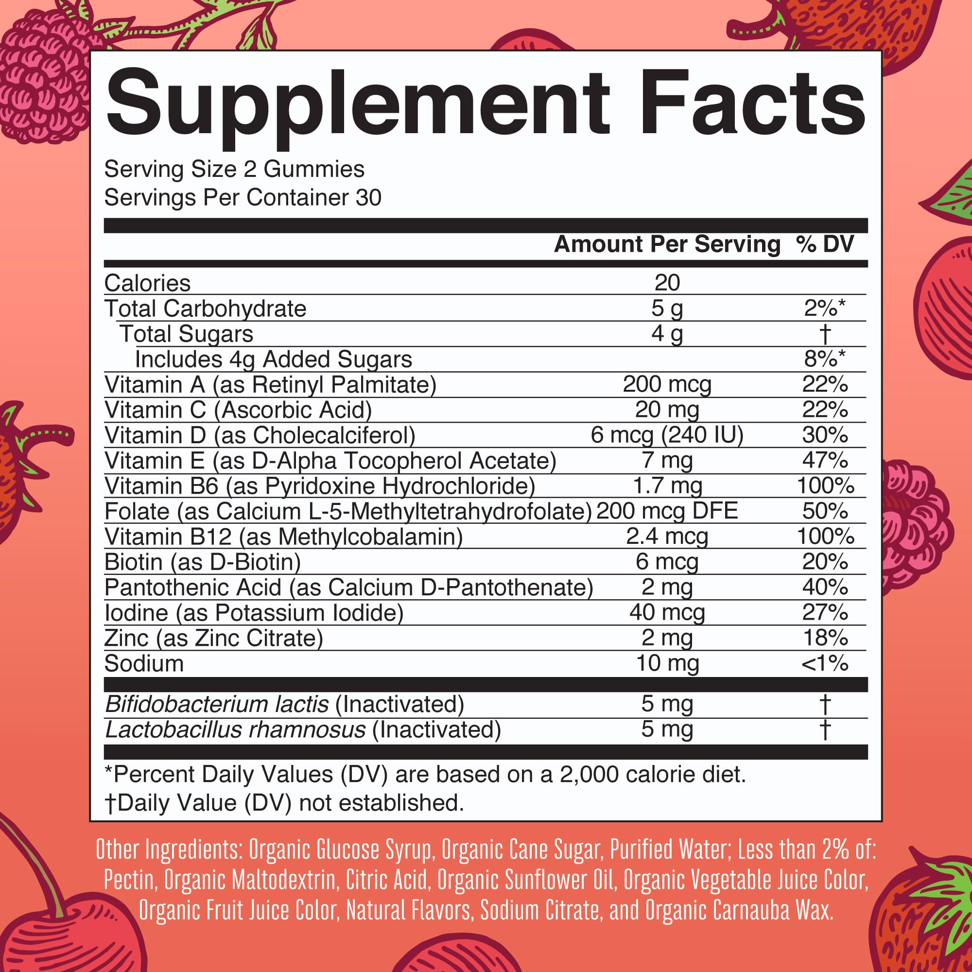 MaryRuth Organics gummies closeup berry flavor with postbiotics for gut-friendly nutrition