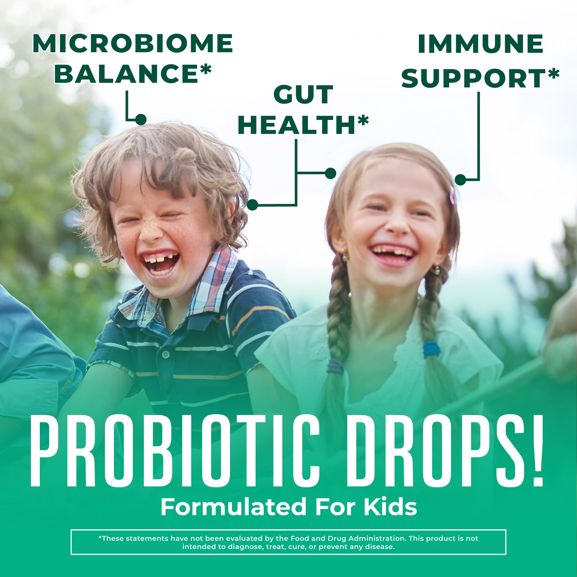 MaryRuth Organics Kids Probiotic Drops pour showing user-friendly administration.