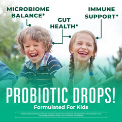 MaryRuth Organics Kids Probiotic Drops pour showing user-friendly administration.