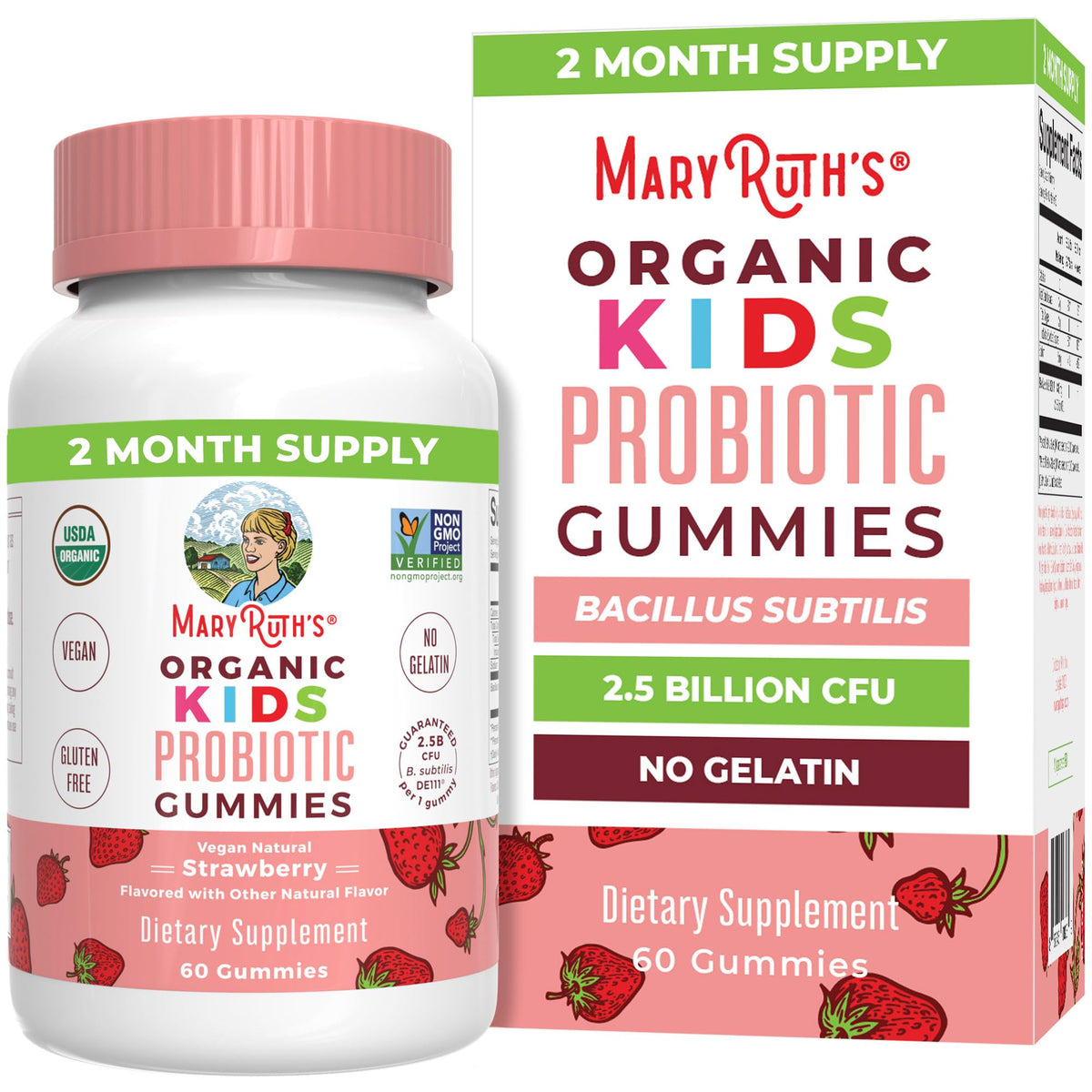 MaryRuth Organics Kids Probiotics bottle for easy daily use.