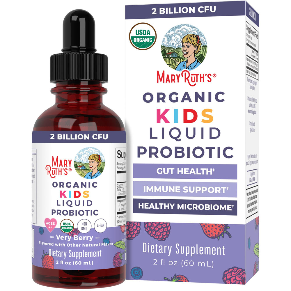 MaryRuth Organics Kids Very Berry probiotic bottle ready for daily gut-friendly use