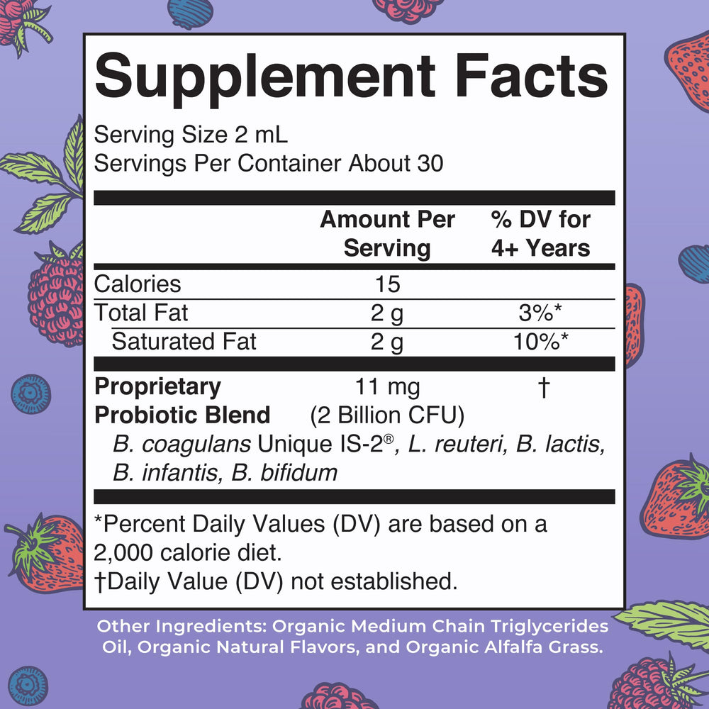 MaryRuth Organics probiotic drops in berry flavor for easy dosing