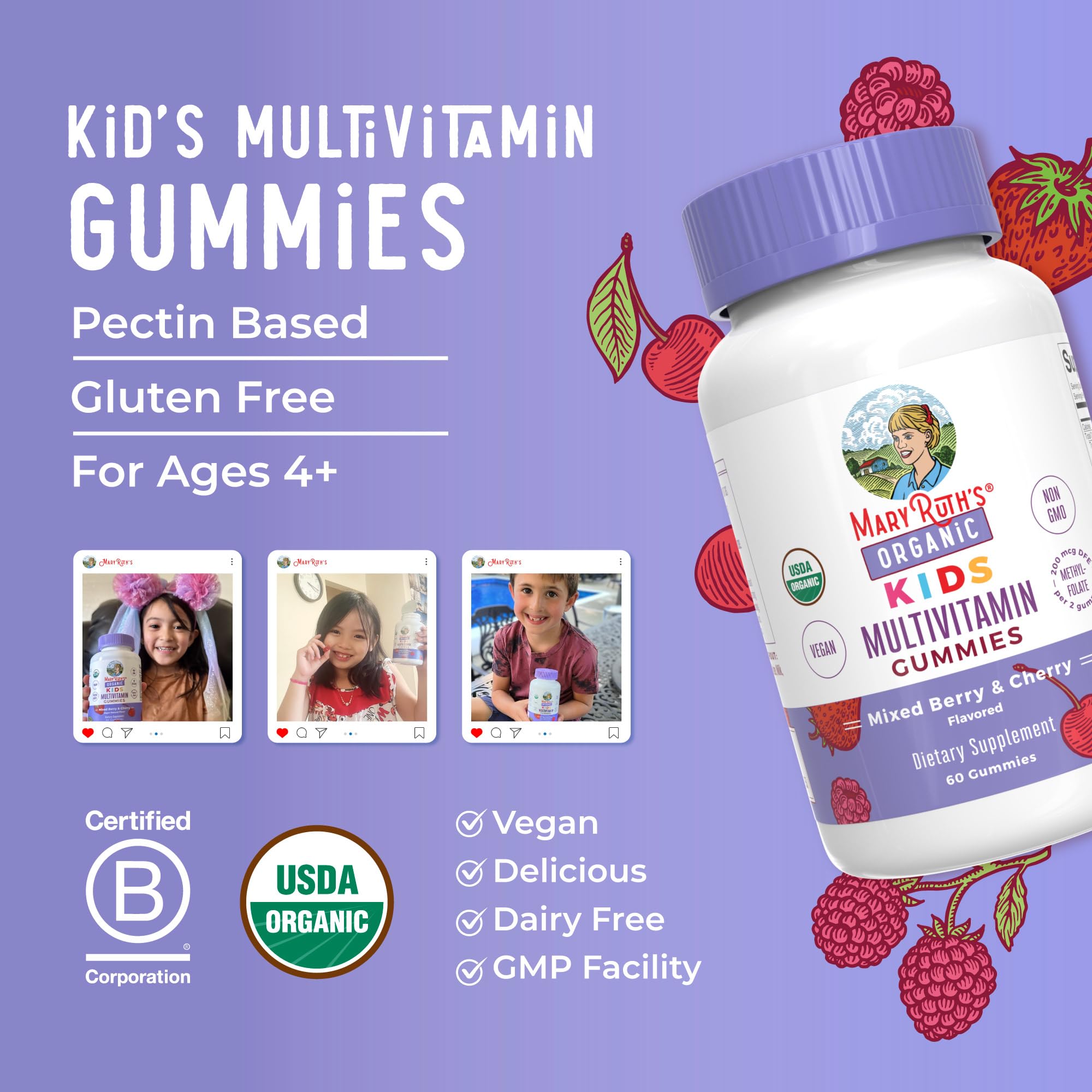 MaryRuth Organics kids enjoying easy-to-chew gummies