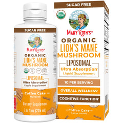 MaryRuth Organics Lion's Mane Liposomal bottle pours for a daily supplement ritual