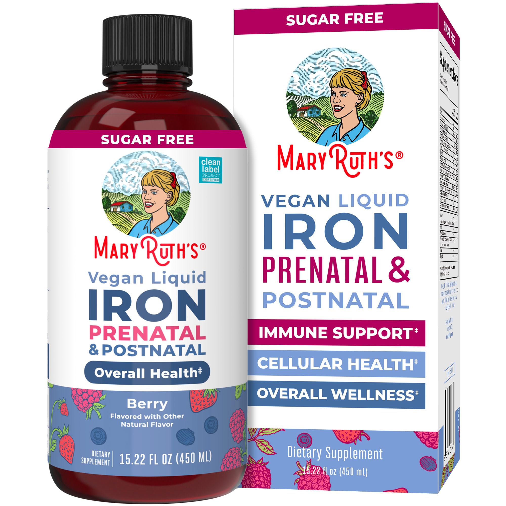 MaryRuth Organics Liquid Iron bottle ready for easy daily prenatal and postnatal support