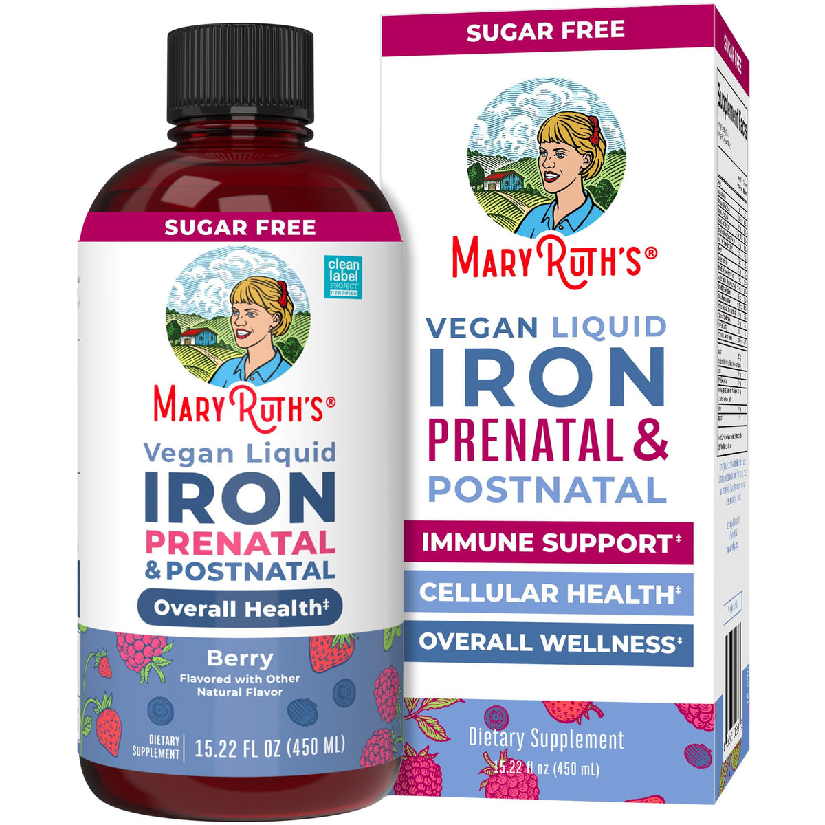 MaryRuth Organics Liquid Iron bottle ready for easy daily prenatal and postnatal support