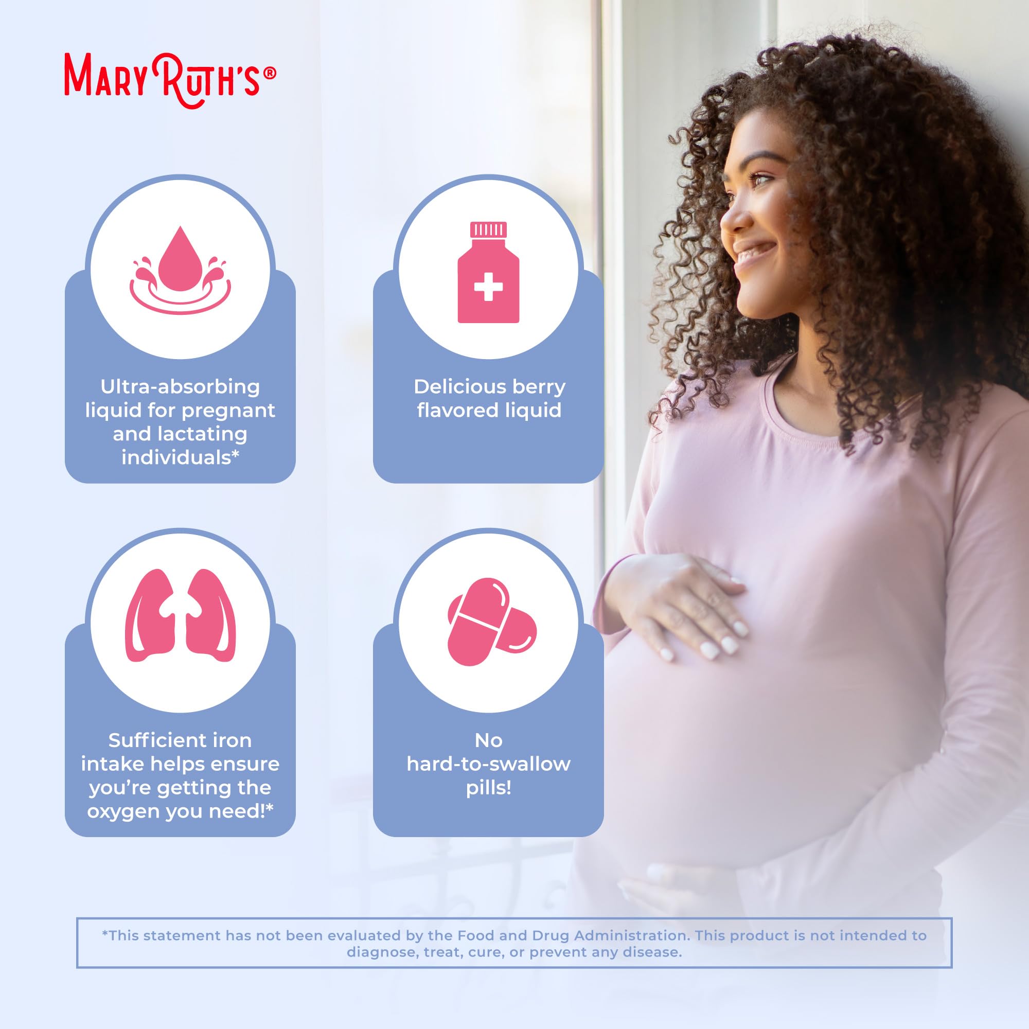 Pregnant or lactating individual keeping MaryRuth Organics Liquid Iron on hand