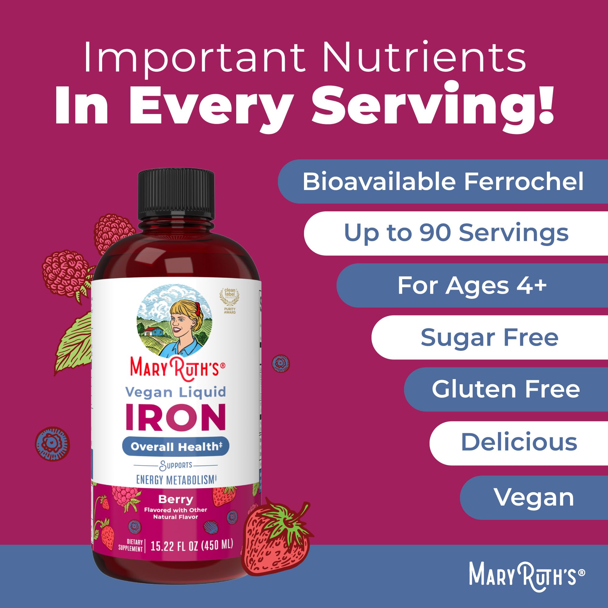 MaryRuth Organics iron supplement is gluten-free, dairy-free, and soy-free.