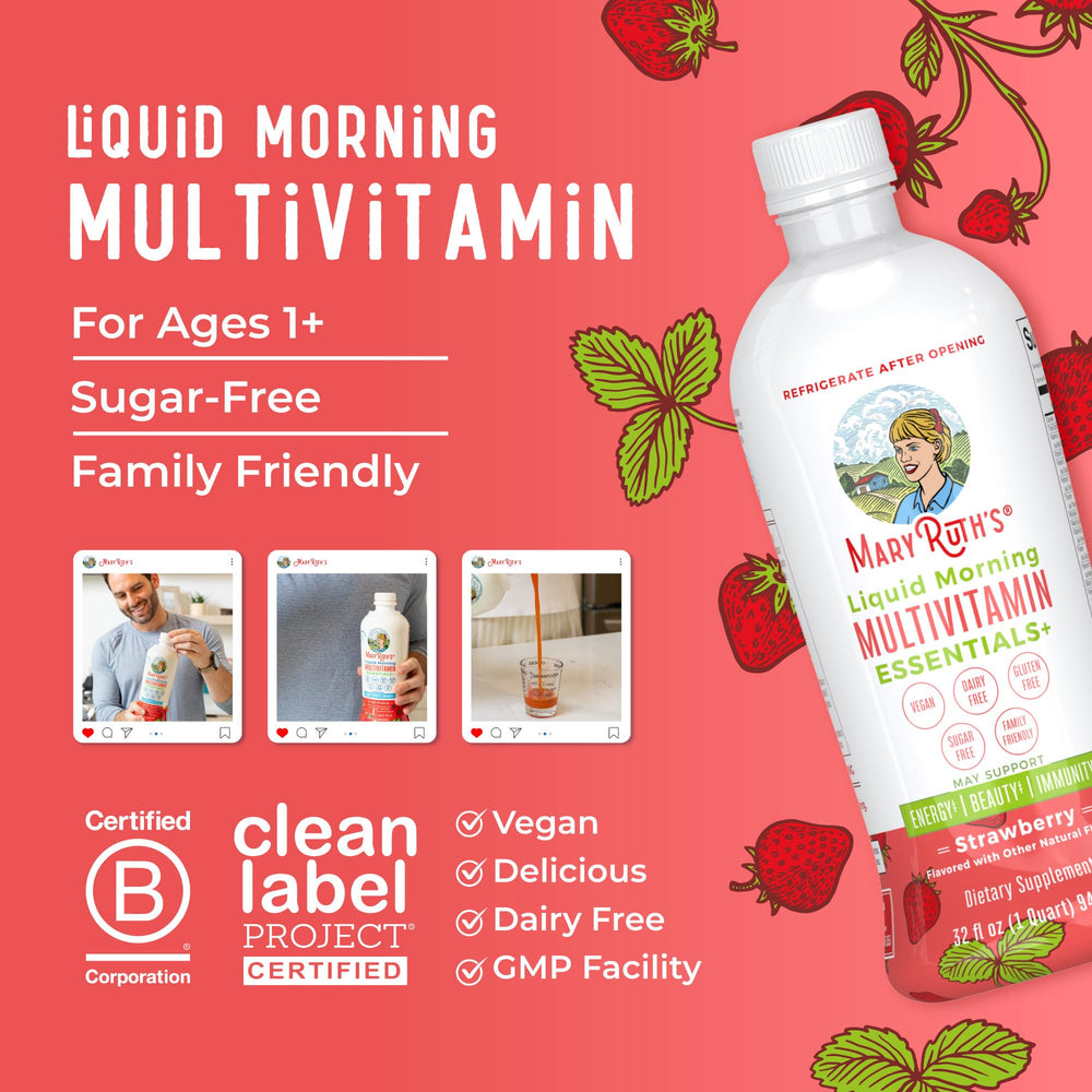 MaryRuth Organics vegan, dairy-free, sugar-free multivitamin bottle on shelf
