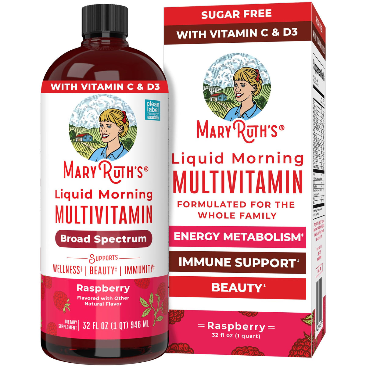MaryRuth Organics raspberry bottle—easy daily dosing for the whole family.