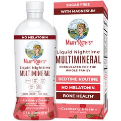 MaryRuth Organics Liquid Nighttime Multimineral bottle with dropper for easy bedtime dosing.