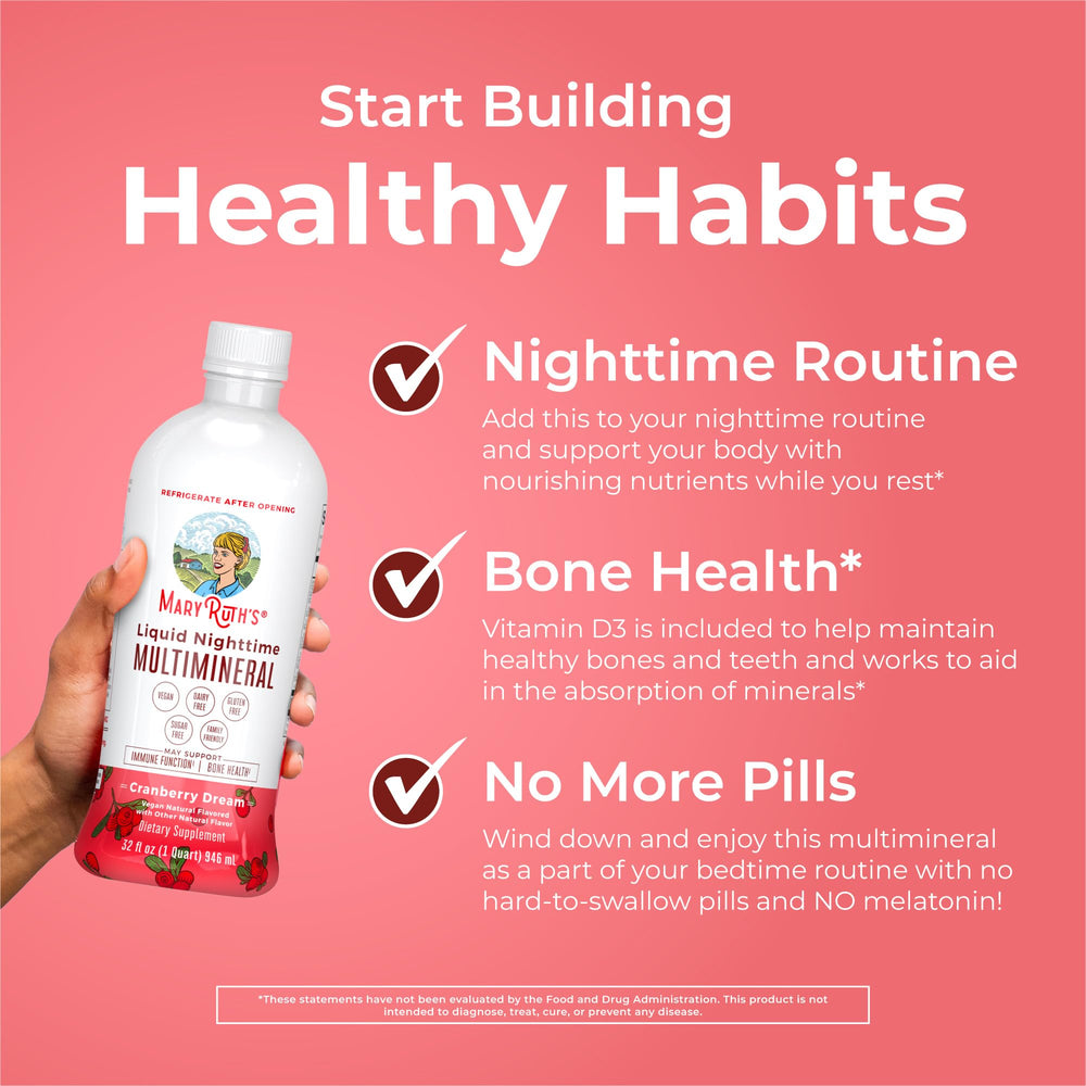 MaryRuth Organics Extra Strength Lemonade Dream flavor bottle offers stronger flavor at night.