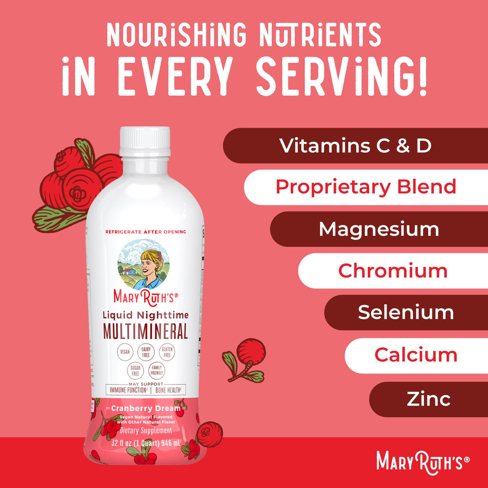 MaryRuth Organics Liquid Nighttime Multimineral dropper tip enables precise dosing.