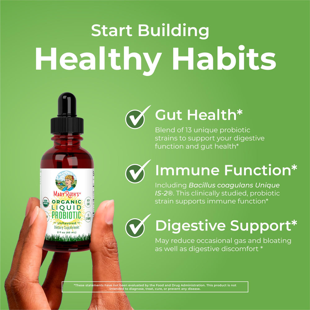 MaryRuth Organics probiotic is poured into a drink for easy daily use.