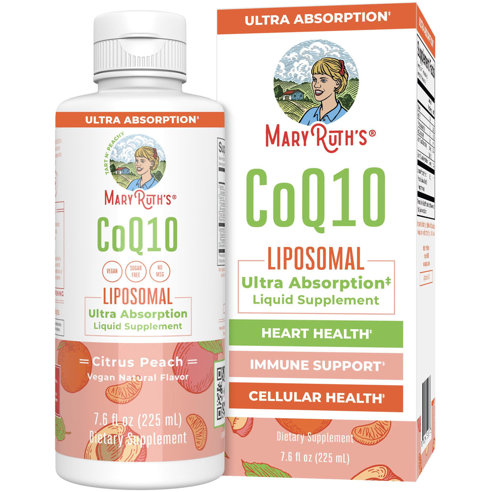 MaryRuth Organics CoQ10 liquid bottle with liposomal delivery for absorption