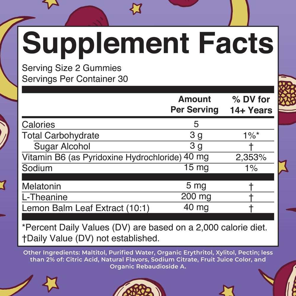 MaryRuth Organics melatonin gummy with L-theanine supports relaxed evenings before bed.