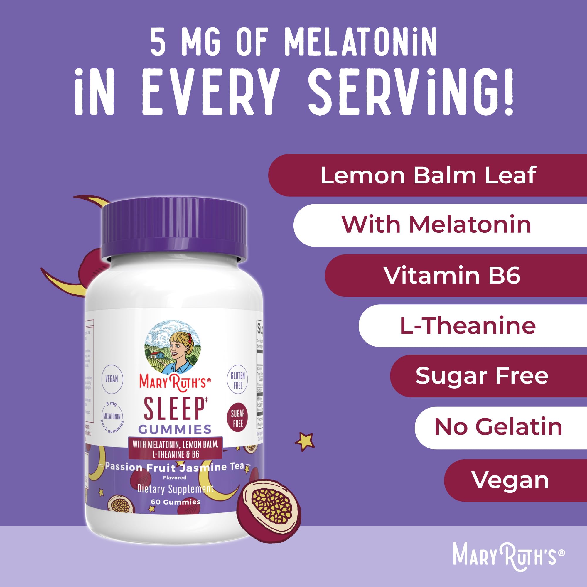 MaryRuth Organics vegan, pectin-based gummy suitable for plant-based routines.