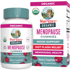 MaryRuth Organics Organic Menopause Gummies bottle front for mood support and hot flash relief.