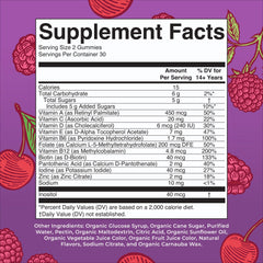 MaryRuth Organics Men's Vitamin Gummy bottle nutrition label close-up