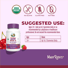 MaryRuth Organics Men's Vitamin Gummy two gummies serving size visualization