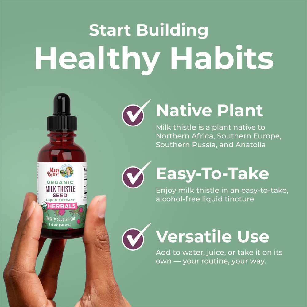 MaryRuth Organics Milk Thistle Drops can be added to water for convenient use