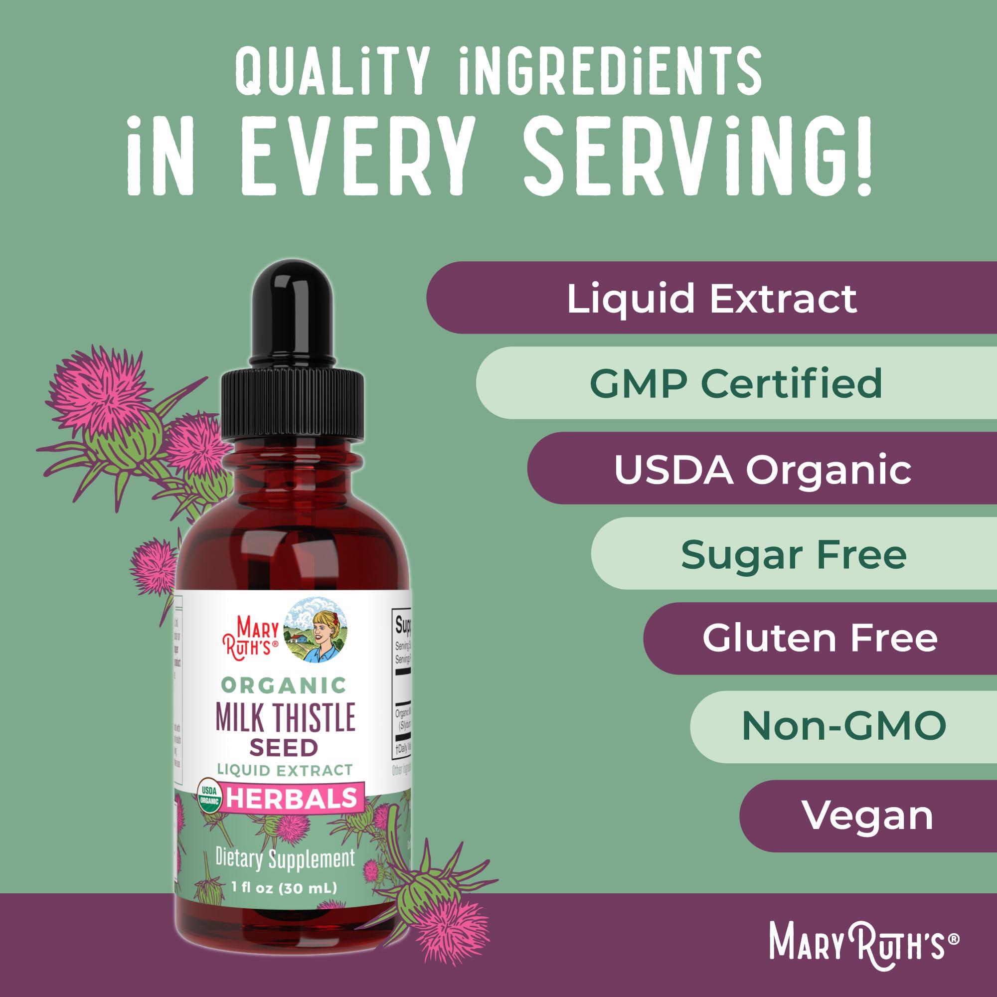 MaryRuth Organics Milk Thistle Drops shake before use for even dosing