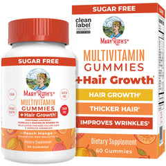 MaryRuth Organics multivitamin hair growth gummies bottle promoting hair thickness