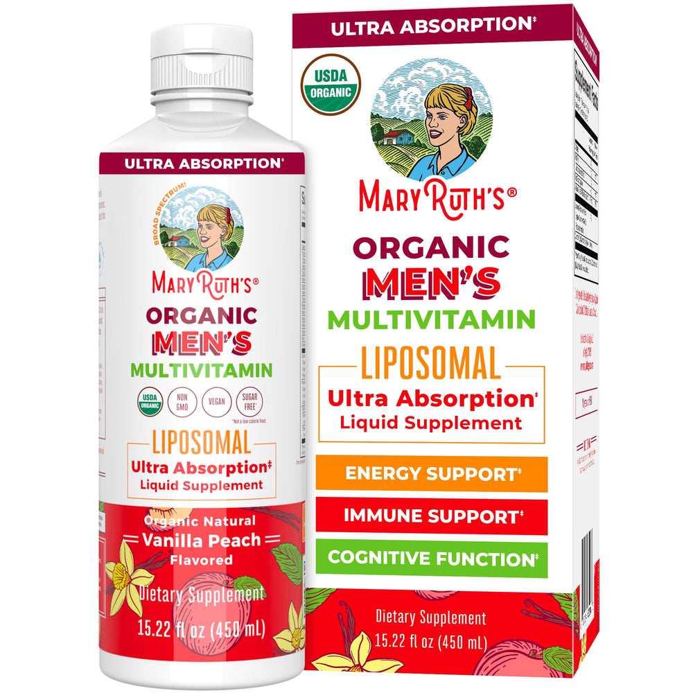 MaryRuth Organics multivitamin for men bottle front highlighting immune support and daily wellness.