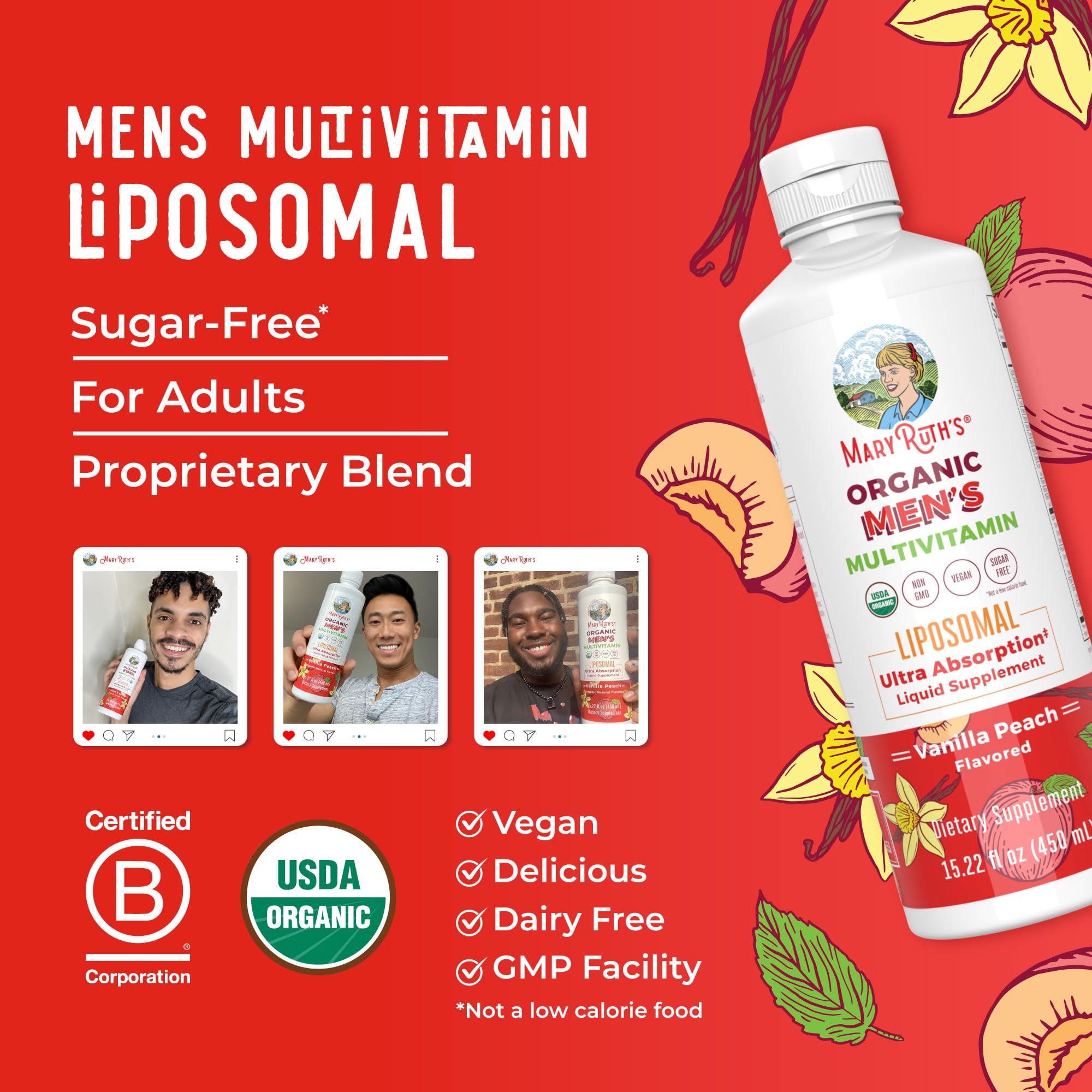 MaryRuth Organics multivitamin men daily use shot supports morning routines.