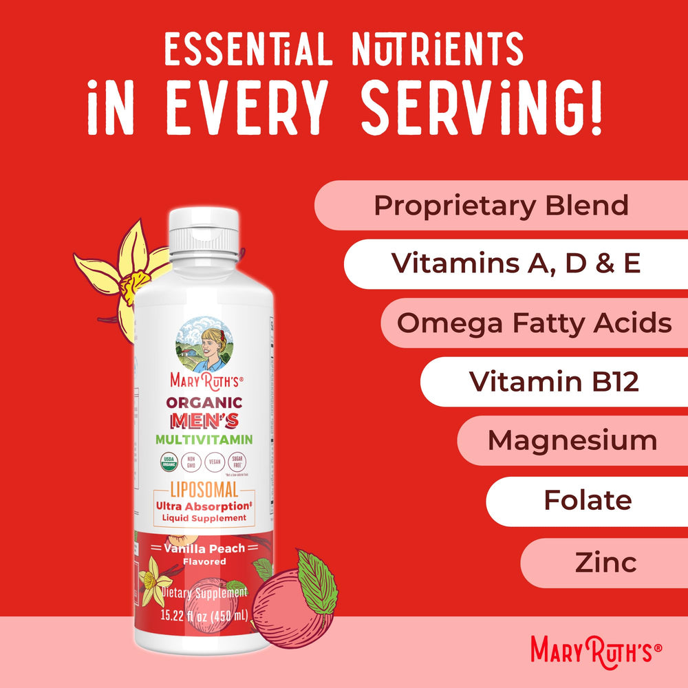 MaryRuth Organics ingredients panel view conveys plant-based vitamin blend.