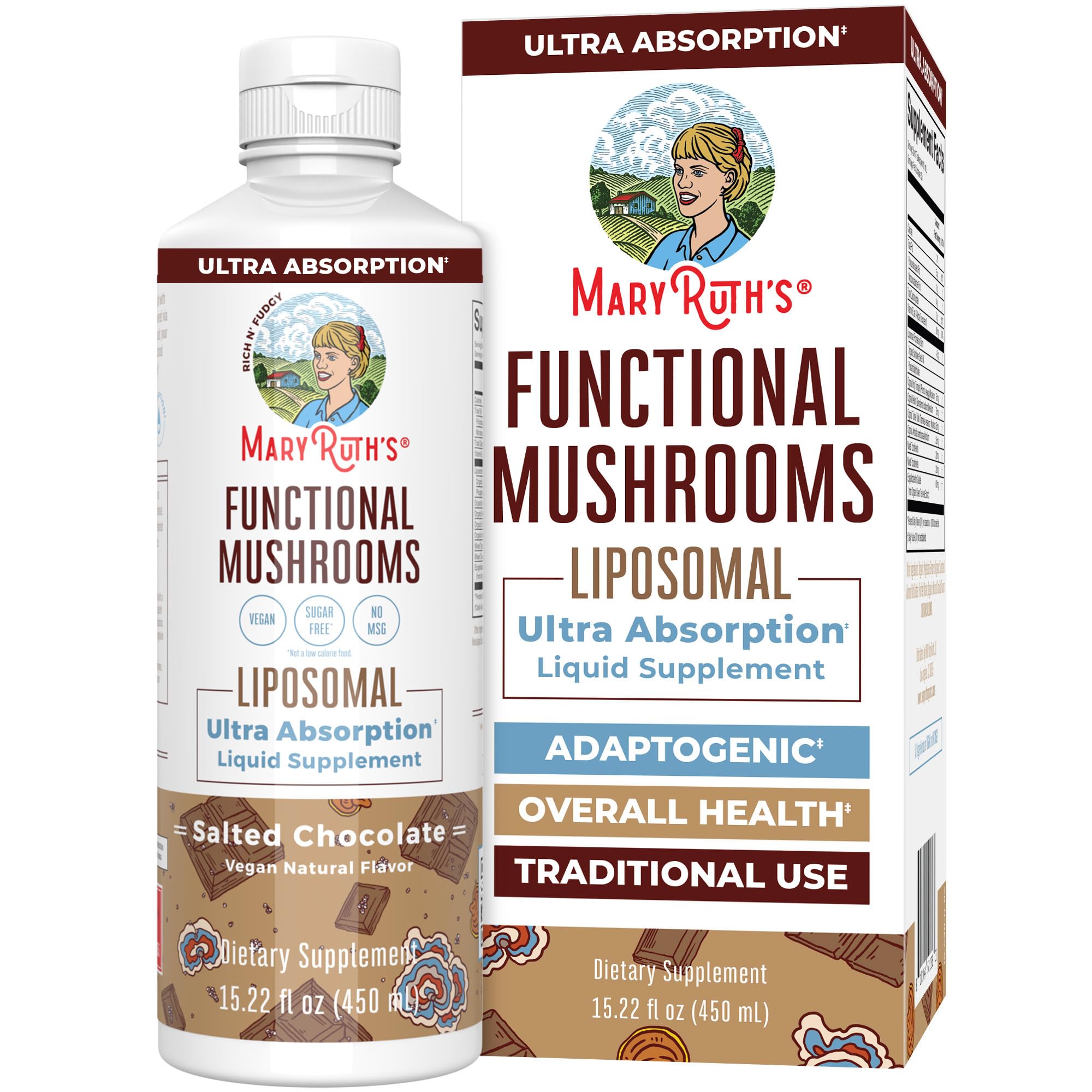 MaryRuth Organics Mushroom Liquid bottle being poured for daily use.