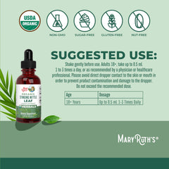MaryRuth Organics nettle leaf label closeup showing organic certification